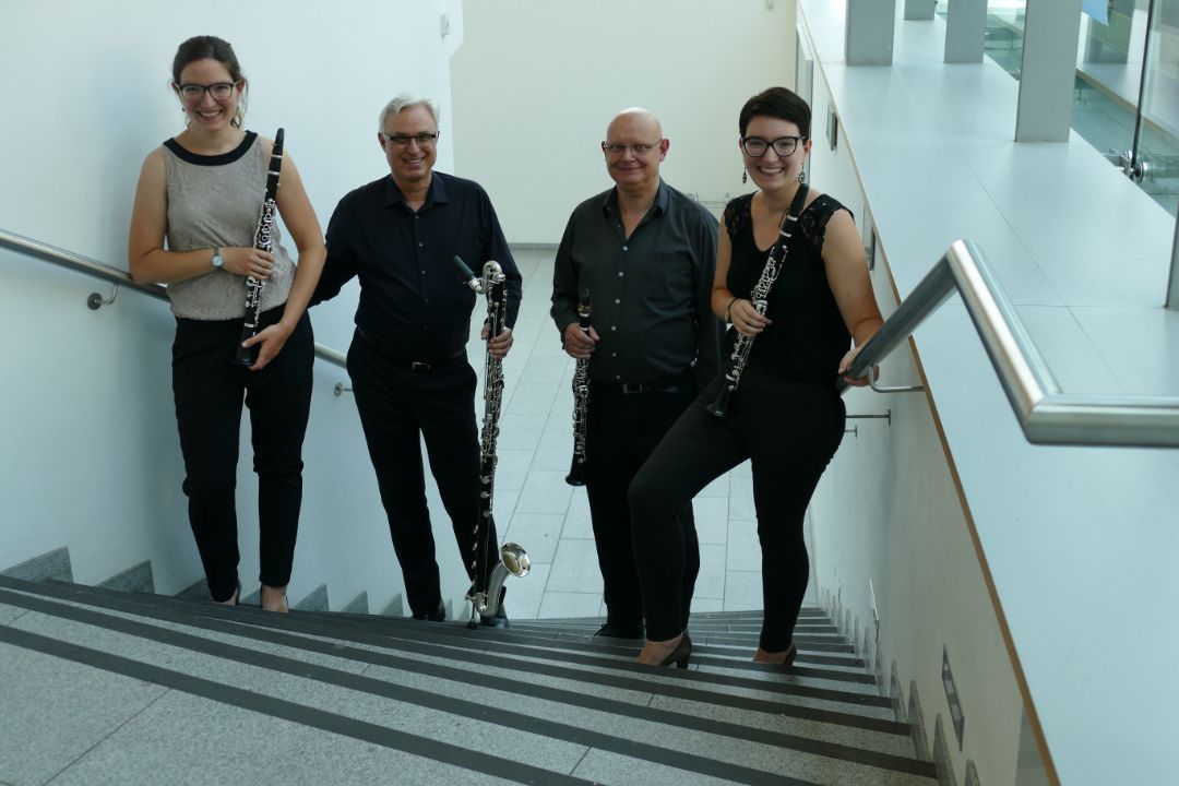 Das Klarinettenquartett clarinet.factory -  Von links: Sabrina Garlik, Werner Ottjes, Johannes Bitter, Jasmin Garlik